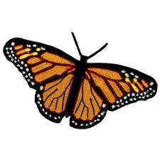 MONARCH BUTTERFLY PATCH embroidered iron-on APPLIQUE DETAILED EMBLEM - ORANGE
