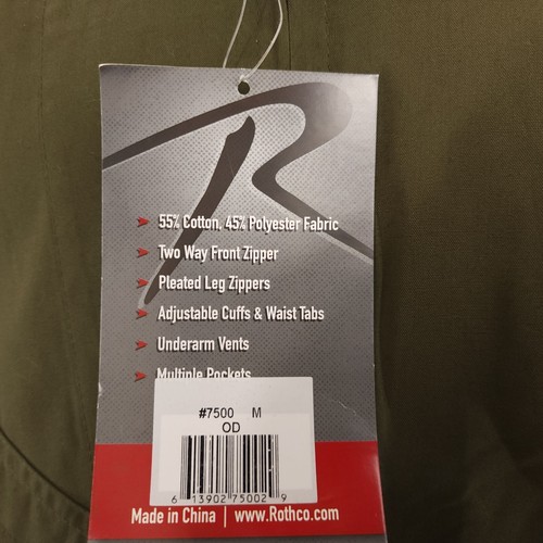 NWT Rothco Mens Flightsuit Size M Olive Green Tactical Outdoor Coverall - Picture 9 of 15