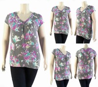Gilligan & O'malley Womens Size Xl Cap Sleeve V-neck Shirt Flower Print Top Chop on sale Gilligan & O'malley Womens Size Xl Cap Sleeve V-neck Shirt Flower Print Top Chop on sale