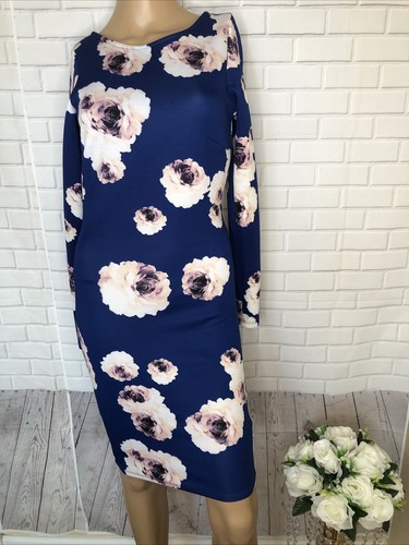 Kardashian Kollection Women’s Long sleeve Bodycon Floral Sz Xs Blue Strech - Picture 5 of 15