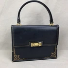 Scuola del Cuoio Vintage 1950s Purse Blue Gold Embossed Italy Hand Crafted