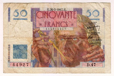 1947 Frankreich 50 Francs 44927 Papiergeld Banknoten W&auml;hrung