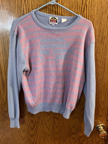 VTG Miller Outerwear XL Knit acrylic? pullover sweater horse Pink Fits Like M/L - Picture 2 of 11