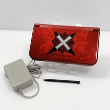 Nintendo 3DS LL MHX Red Console Set w/ Charger & SD Card Japan Tested