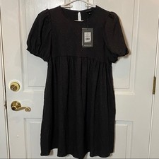 Who what wear dress Womens Medium Puff Sleeves midi jacquard M NWT goth grunge