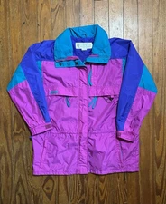 Retro 80s Columbia Color Block Windbreaker  Jacket Women’s Large