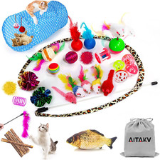 35 PCS Cat Toys Assortment, Including Tunnel, Feather Teaser, Catnip Fish, Mice,