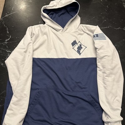 Baseballism Babe Ruth Flagman Reversible Sweatshirt, XL, Light Gray and Navy