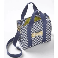 Matilda Jane Gingham Bow Mini Tote Bag Kids Blue White Yellow
