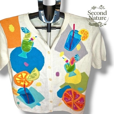 Vintage In Stitches by Eagle's Eye Tropical Cocktail Cardigan | Größe M