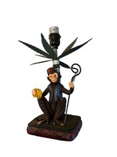 Vintage Unique 1999 Bellhop Monkey Accent Lamp Holding Bananas  Staff - WORKS 