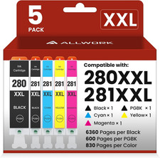 280XXL 281XXL Ink Cartridges Compatible for Canon 280 281 TR8620a,5-Pack