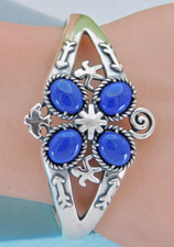 Brand New Carolyn Pollack Sterling Lapis Lazuli Decorated Bracelet Cuff