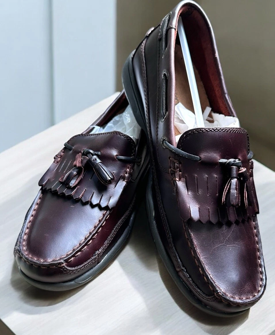 CLARKS Scarpe mocassino Bass CLARK pelle marrone kiltie nappa ammortizzate uomo TAGLIA 8 5 W LARGHEZZA