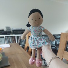 M&S Ethnic Mixed Race Ragdoll Plush Cuddly Doll Floral Dress Soft Toy 03316078