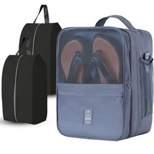 Shoe Bags Travel Holds 4 Pair Shoe Storage Pouch Waterproof Grey Large 2 PCS