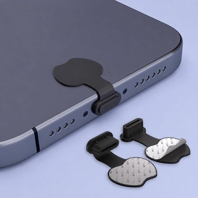 4x USB-C Staubschutzkappen Dust Plug Stecker selbstklebend   Schwarz / Weiß