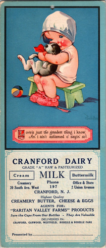 2 C1920 CHARLES TWELVETREES ADVERTISING BLOTTERS CRANFORD DAIRY NEW JERSEY KIDS