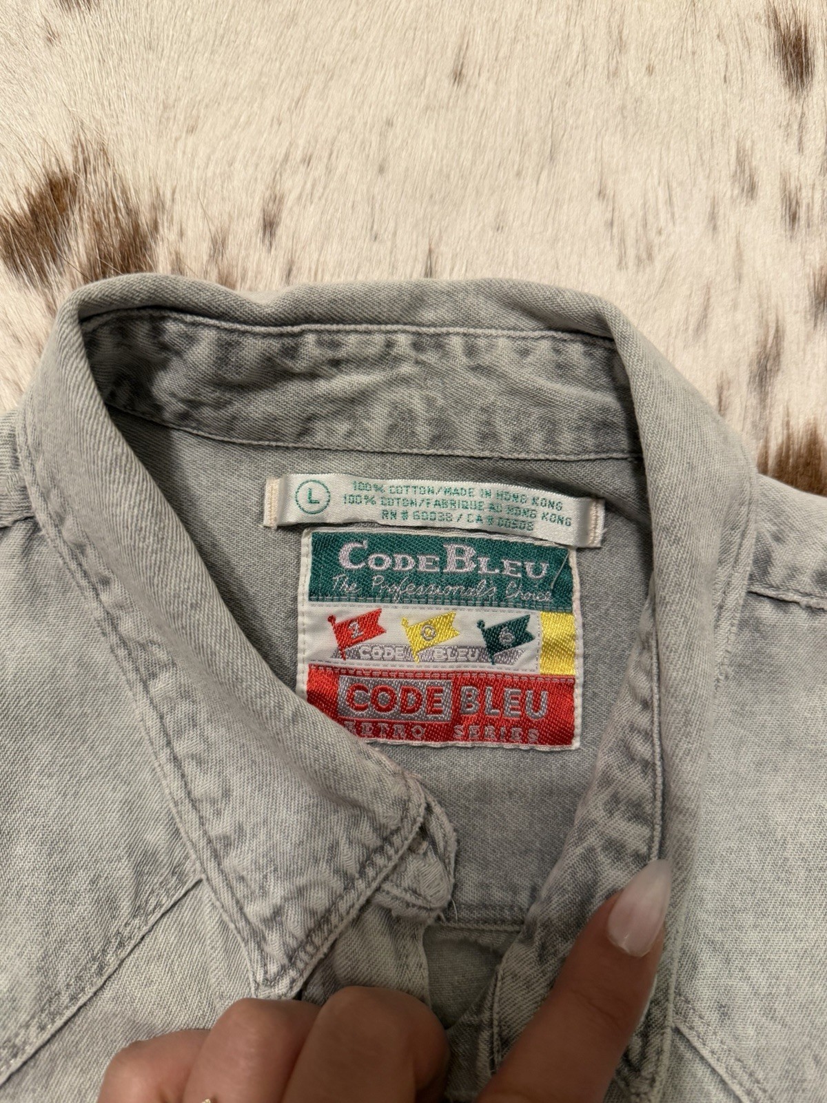 code Bleu Button Down Shirt Size Large - image 2