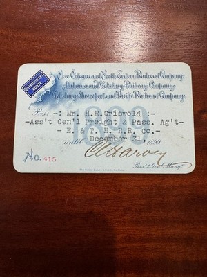 1899 Queens Cresent Route - New Orleans & North Eastern Railroad Railway Pass RR