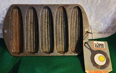 Vtg LODGE Cast Iron Cornbread Pan 5-Stalk Model 527C2 Corn on Cob Shape Made USA