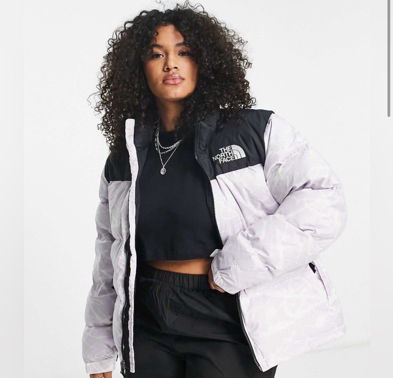 The North Face 1996 Retro Nuptse Print Quilted Down Jacket Women's/Plus 2X/Lilac image 2