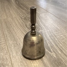 Vintage Small Silver Metal Bell with Handle Antique Finish Collectible