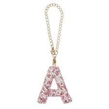 Letter Bag Charm Bling Glitter Letter Charm Initial, Pink, A Shape