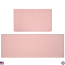 Lyeasw Pink Kitchen Mats 2 Pcs, Non-Slip Kitchen Rug Waterproof PVC Mat Set,