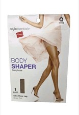 Hanes Stylessentials Body Shaper Pantyhose Size Q Nude Silky Sheer Leg Sheer Toe