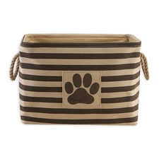 Medium Rectangle Brown Storage Basket with Handles for Home and Pet Supplies