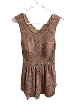City studio lace embroidered sequin sparkly mini dress size 11 beige Party Club