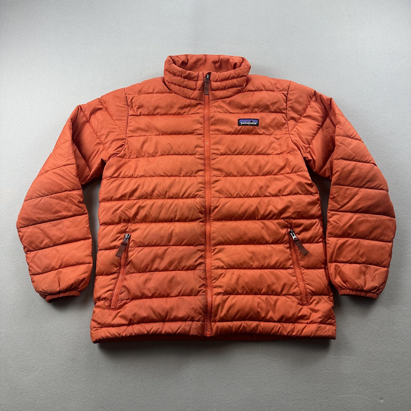 Patagonia Down Sweater Jacket Boys Medium Orange Quilted Puf