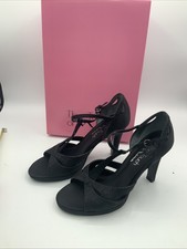 Nina Black Glitter Stylish Evening 4 Inch Heel Party Sandals With Box