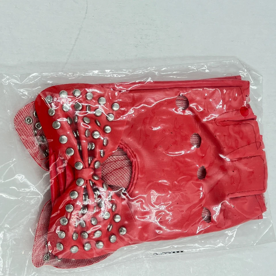 Disfraz de Rubie's Lady Gaga Medio Dedo Tachonado Lazo Guantes - Cuero Sintético - Nuevo Foto 4 de 4