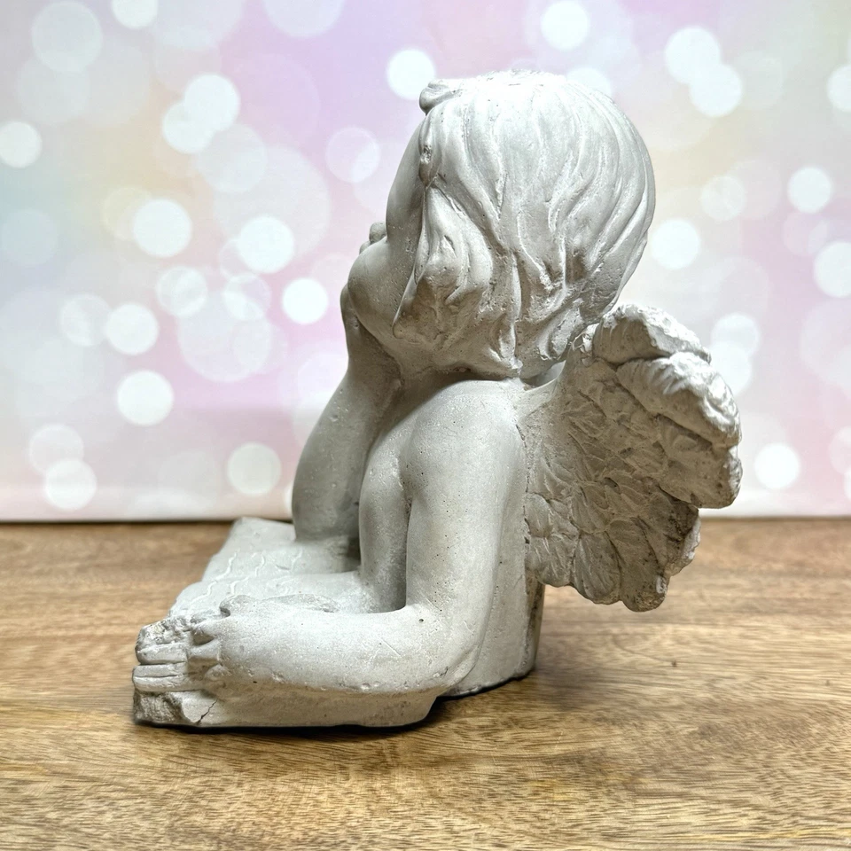 复古混凝土天使雕像,小天使阅读书 Coquette & Goth 装饰 - 6 — 第 4/4 张图片