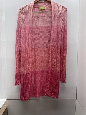 Sigrid Olsen Pink Ombré Open Knit Cardigan Sz M