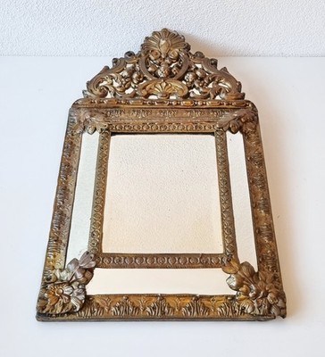Antiker bretonischer Wandspiegel mit Messingbeschläge - Napoleon III um 1870
