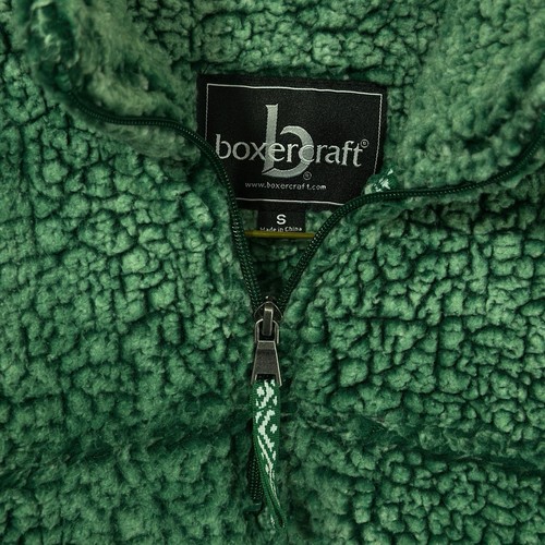 BoxerCraft Womens Sherpa Sz Small Pullover Green Fuzzy Fleece Quarter Zip Jacket
