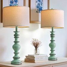 BOBOMOMO 27" Distressed Teal Table Lamps Set of 2, Large-27",