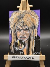 ACEO Original Art Drawing Nostalgia Bowie Labyrinth By Lynazn-67 2.5x3.5 In