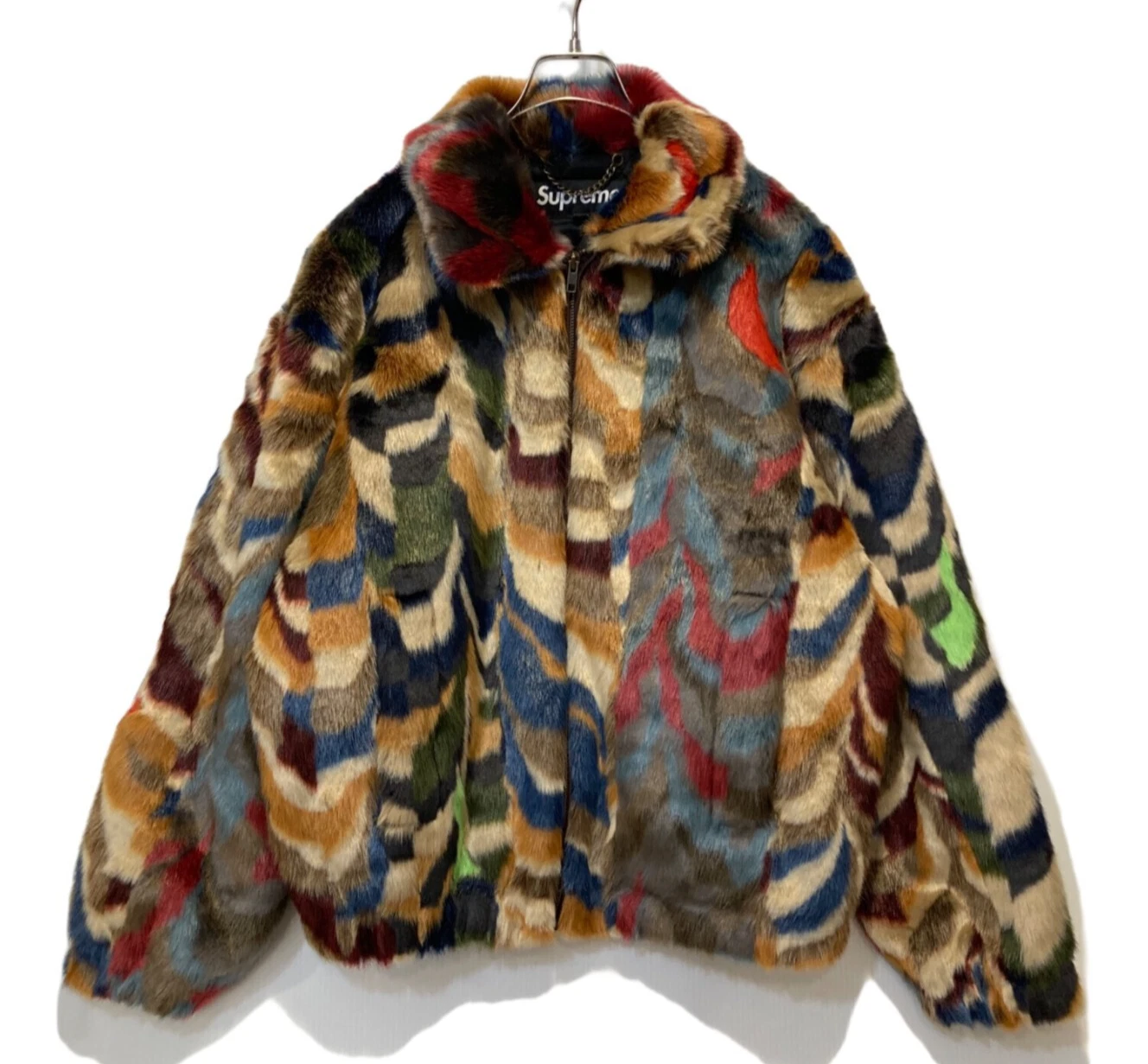 Blouson bomber fausse fourrure multicolore Supreme taille M AW22