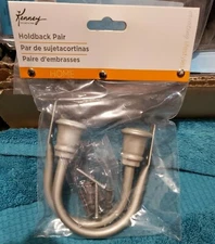 Kenney KN74979 Holdback Pair / Curtain Tiebacks Satin Nickel. Qty 4 (pair)