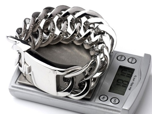 9" Gothic Heavy Rocker Biker 33mm Stainless Steel Bracelet Curb Cuban Chain - Bild 12 von 14