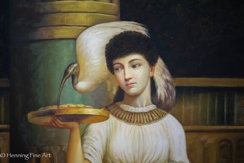 Beautiful Ancient Egypt Oil Painting Edwin Long Sacred Ibis Temple of Isis FINE! - Picture 5 of 8