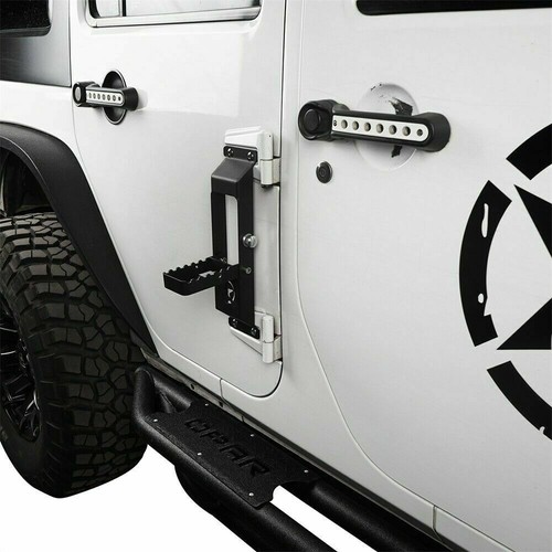 Hooke Road Two Steel Folding Door Hinge Steps w/Star for Jeep Wrangler 07-18 JK - Picture 5 of 12