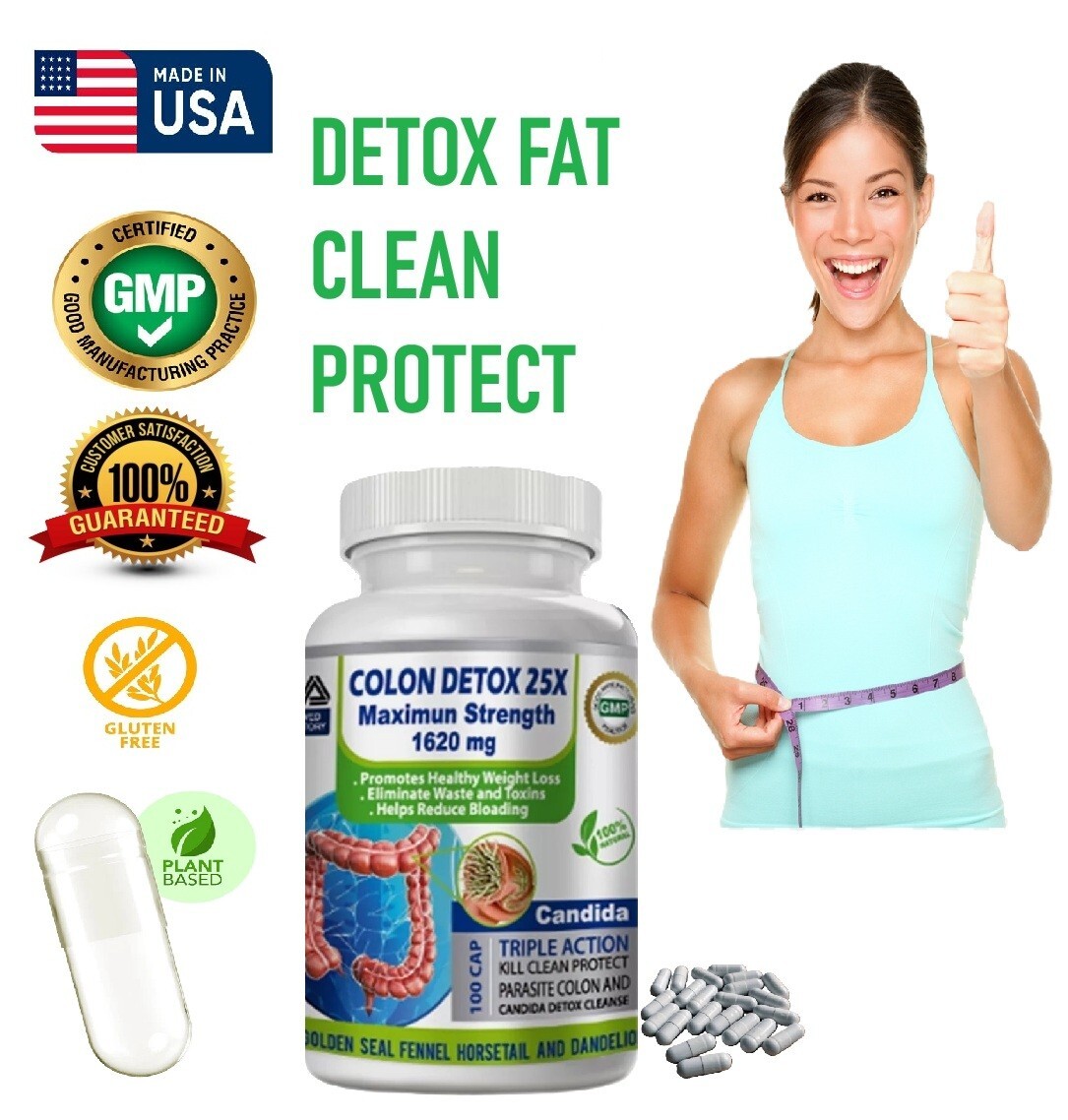 100 Ct Detox Colon Cleanse Pills – Max Strength Body Cleanser for