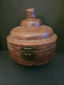 Antique Chinese Hat Box (Diameter: 12.5 in.;Height:  13 in.)