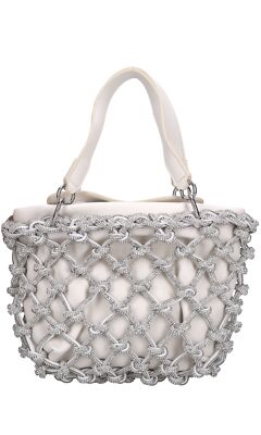 KOBO KNOTS STRASS Schulter- oder Umhängetasche THEMOIRE' Damen Silber Abu06_them