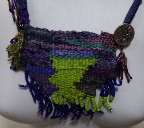 NEEDLE WOVEN FABRIC TAPESTRY NECKLACE 22" JJ2 j88cr cl88cr - Picture 5 of 8